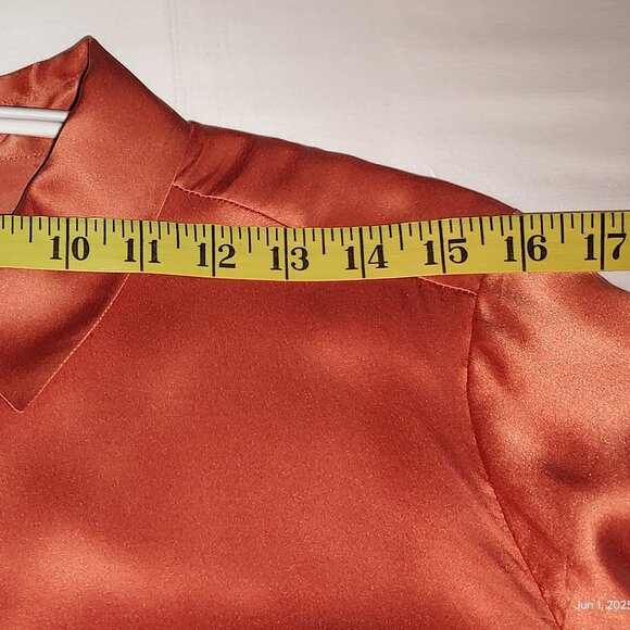 PURE COLLECTION 100% SILK L/S BLOUSE SHIRT TAIL HEM RICH ORANGE US 8-10 - Picture 11 of 13